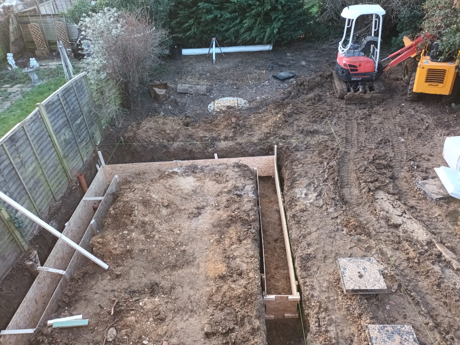Block and beam project before — excavated site ready for floor installation