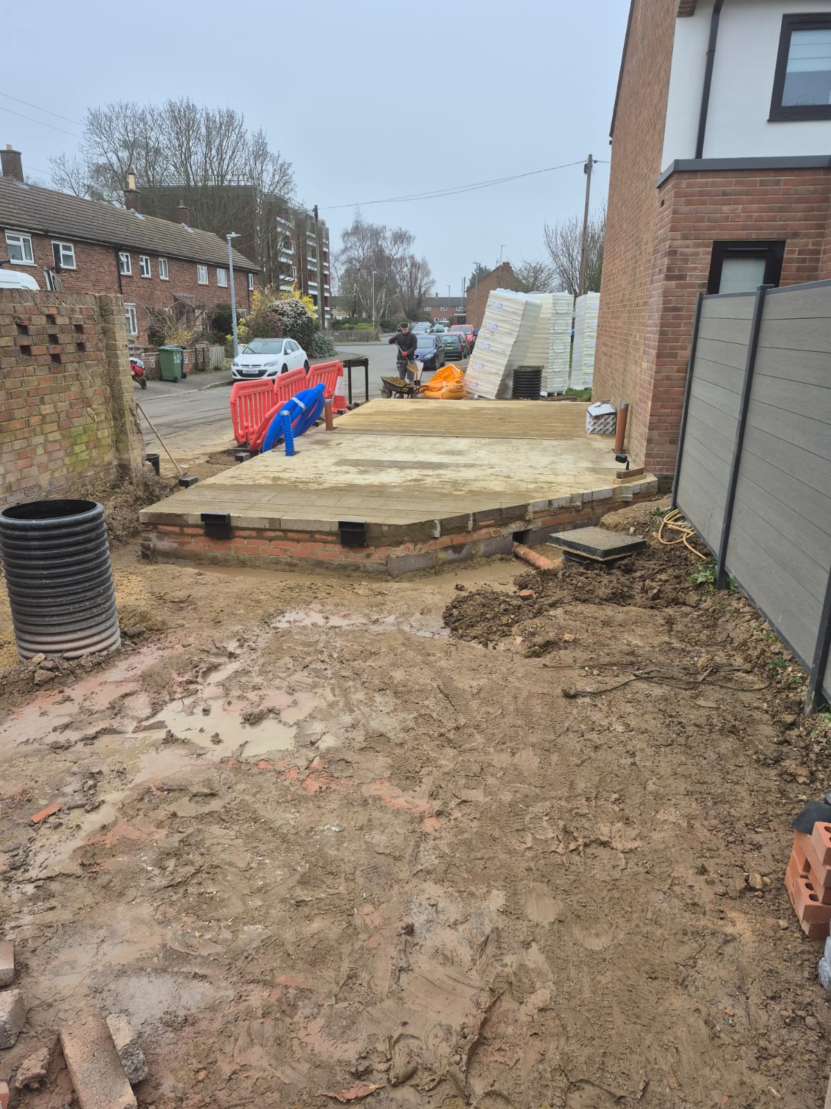 Groundworks project after completion — prepared foundation in Cambridge