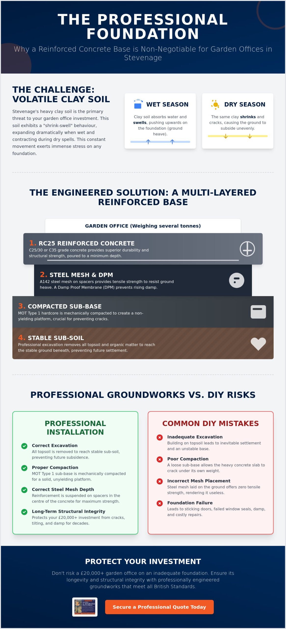 Reinforced Concrete Base for Garden Office Stevenage: Professional Guide 2026