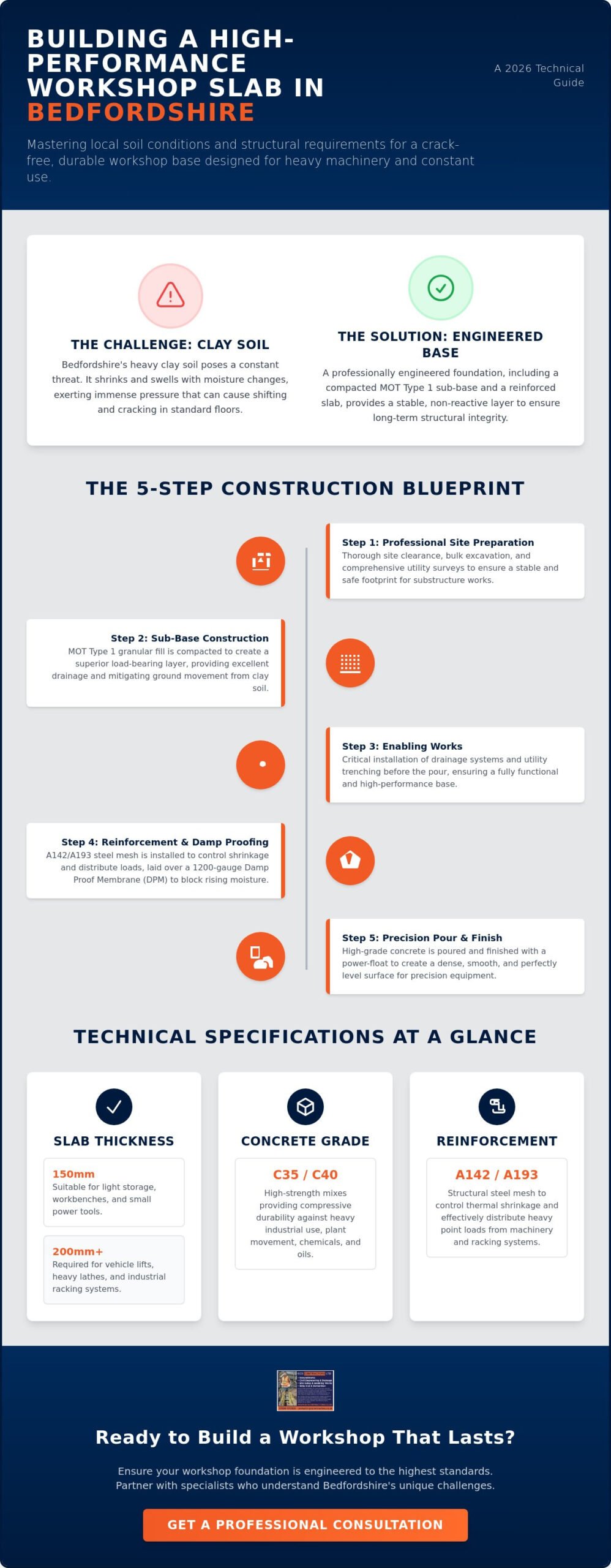 Professional Workshop Concrete Slab Contractors in Bedford: 2026 Engineering Guide
